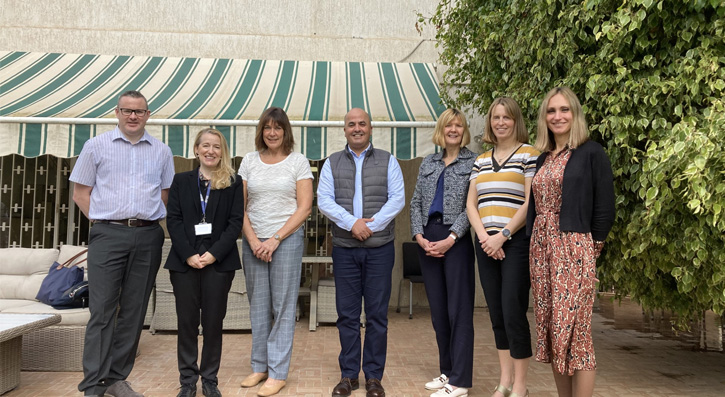 Owen Parkes, SERC;  Alexandra Balafrej, British Council Country Director Morocco;  Elaine McKeown, SERC;  Ali Mouzouni, British Council;  Heather Miller, Consultant;  Claire Henderson, SERC; and Viktoriia Telkiga, British Council, in Rabat